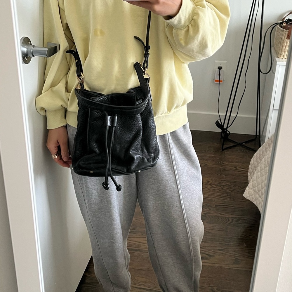 Black leather crossbody bag